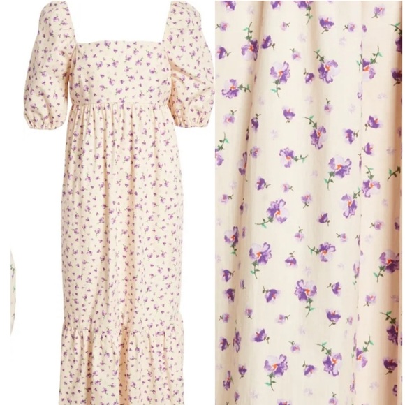 NEW FOURTEENTH PLACE Floral Puff Sleeve Maxi Dress Size M - Picture 3 of 11